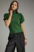 Solid Mock Neck Short Puff Sleeve Knit Top