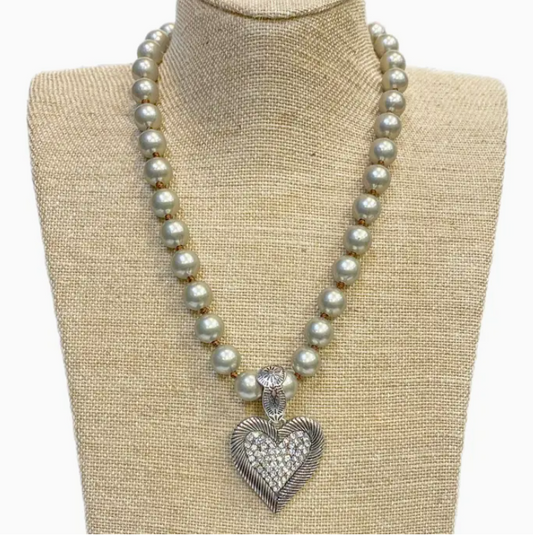 12MM Pendant on Faux Navajo Pearl Necklace