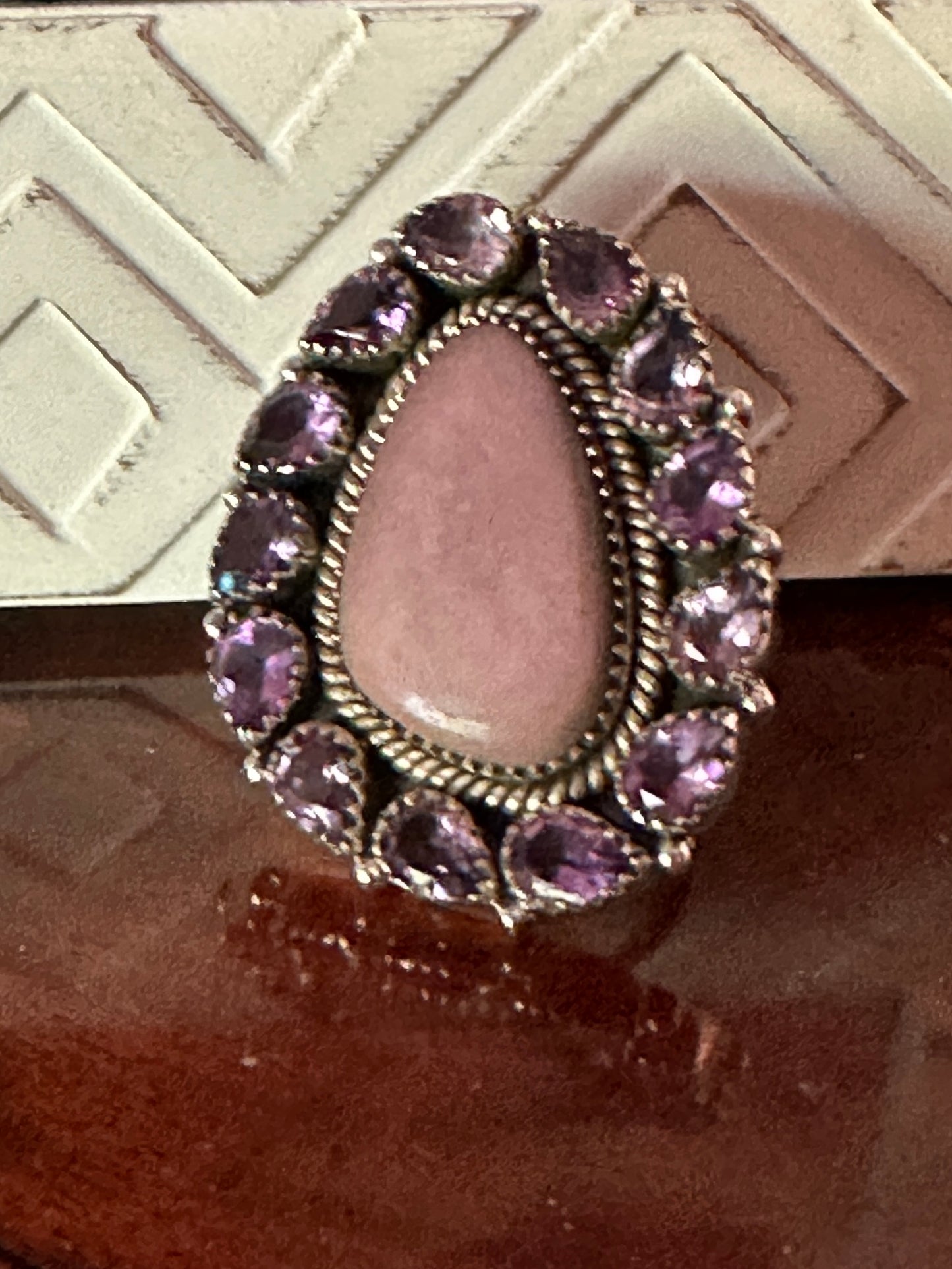 Blush & Amethyst Teardrop Statement Ring