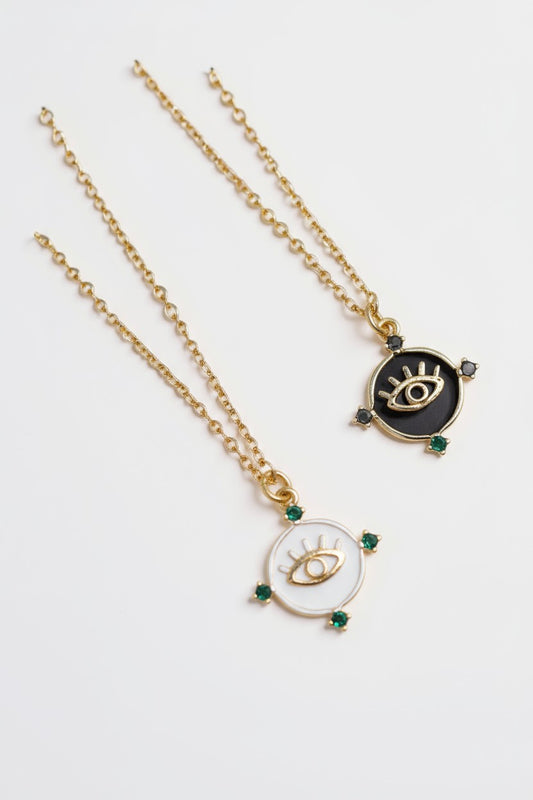 Enamel and Gold Evil Eye Necklace