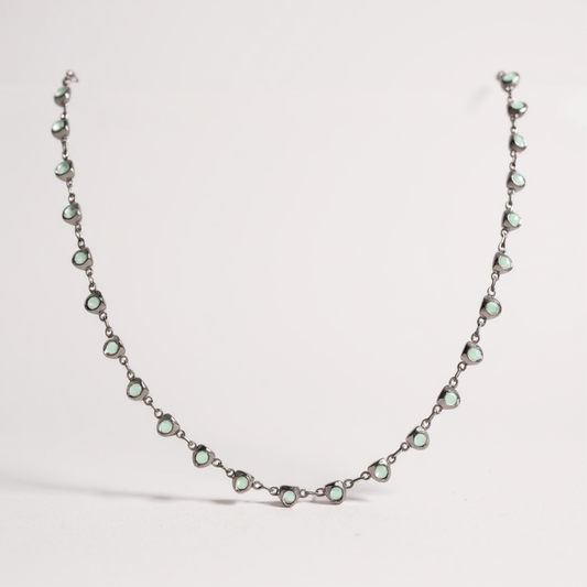 "Elise" Gunmetal Heart Choker Necklace - Mint
