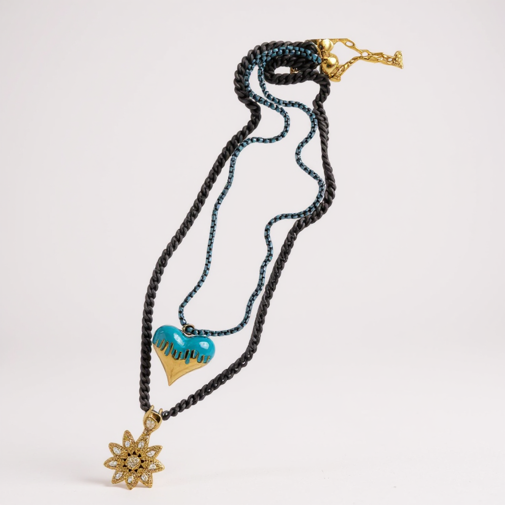 Double Layer Heart and Flower Necklace