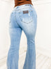 Risen Mid Rise Distressed Flare Jeans