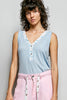 Relaxed Fit Sleeveless V-Neck Top with Contrast Trim - GRP B