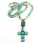Boho 8MM Beaded Turquoise Cross Necklace