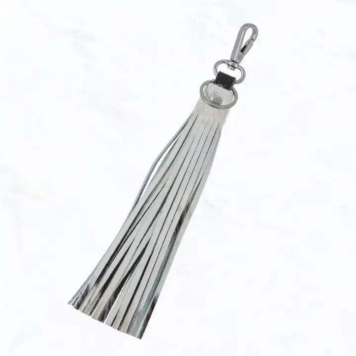 Leather Tassel Keychain-Stone