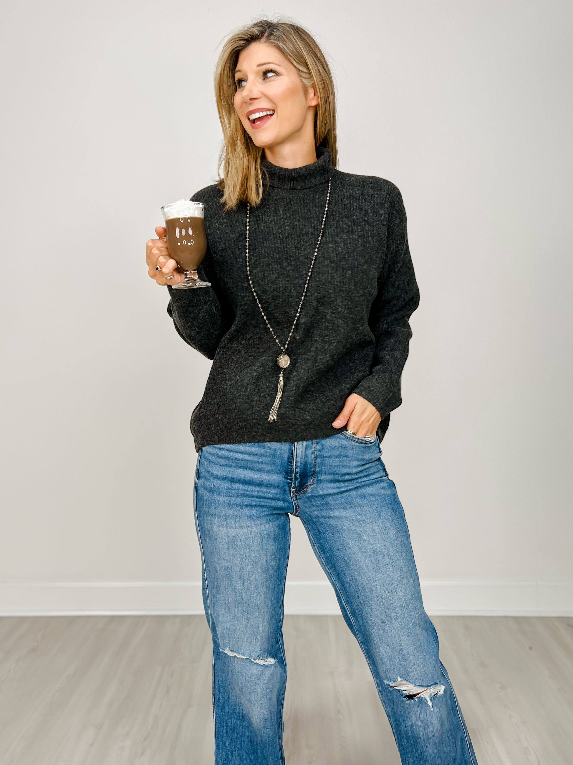 Long Sleeve Luxe Ribbed Turtleneck Sweater