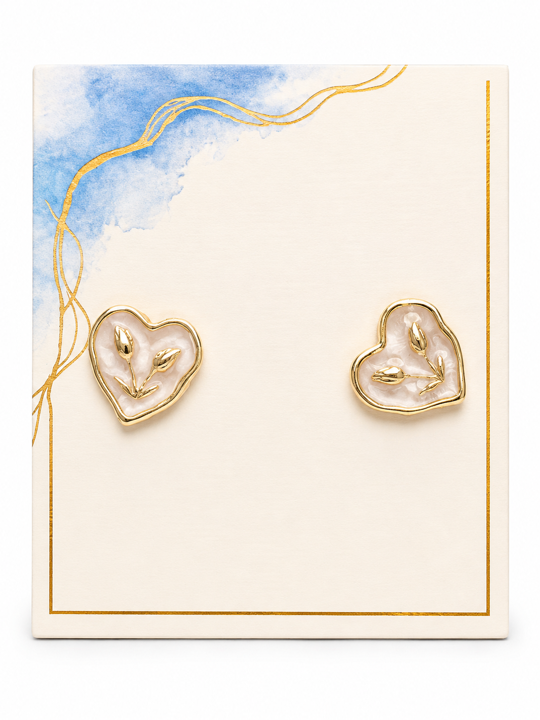 Frosted Enamel Heart Earrings