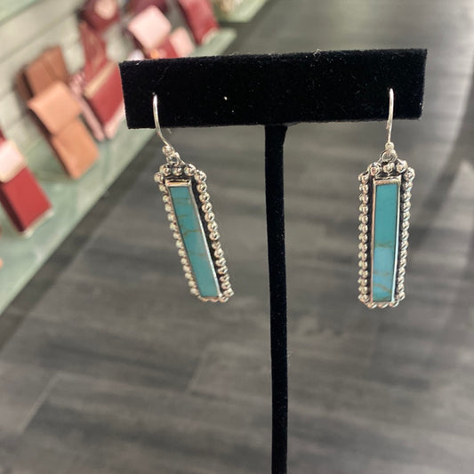 Turquoise Stud Rectangle Earrings