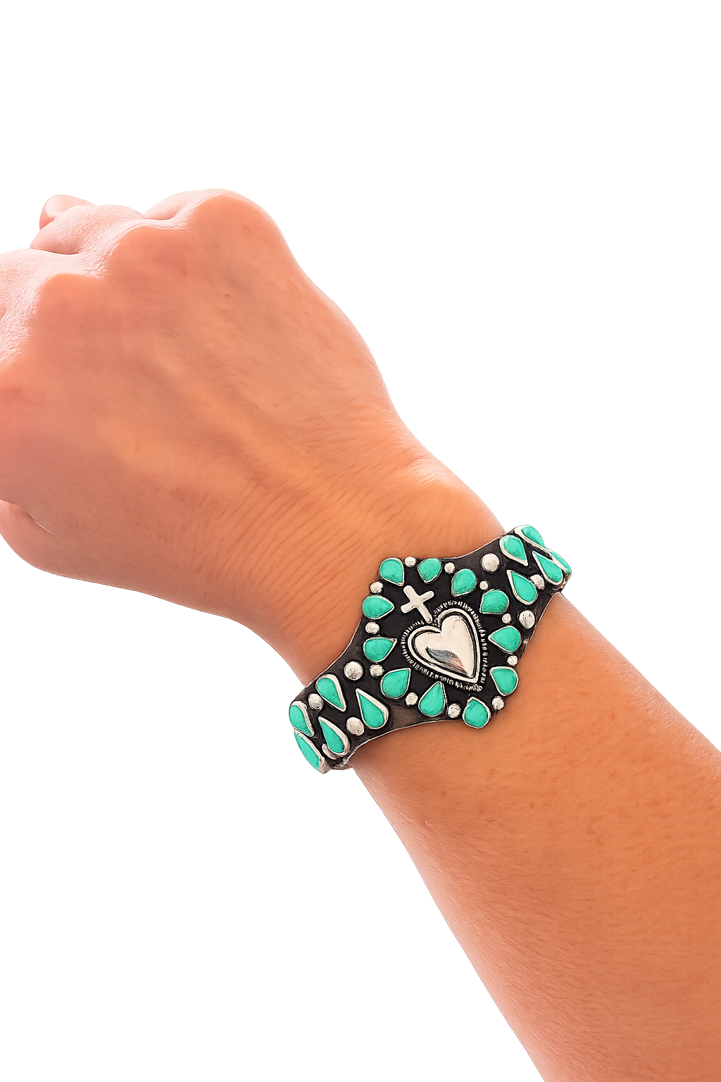 Sterling Silver Faith & Turquoise Turquoise Cuff