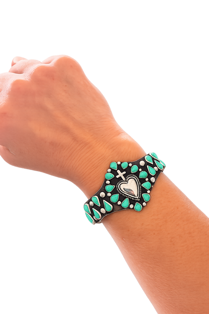 Sterling Silver Faith & Turquoise Turquoise Cuff