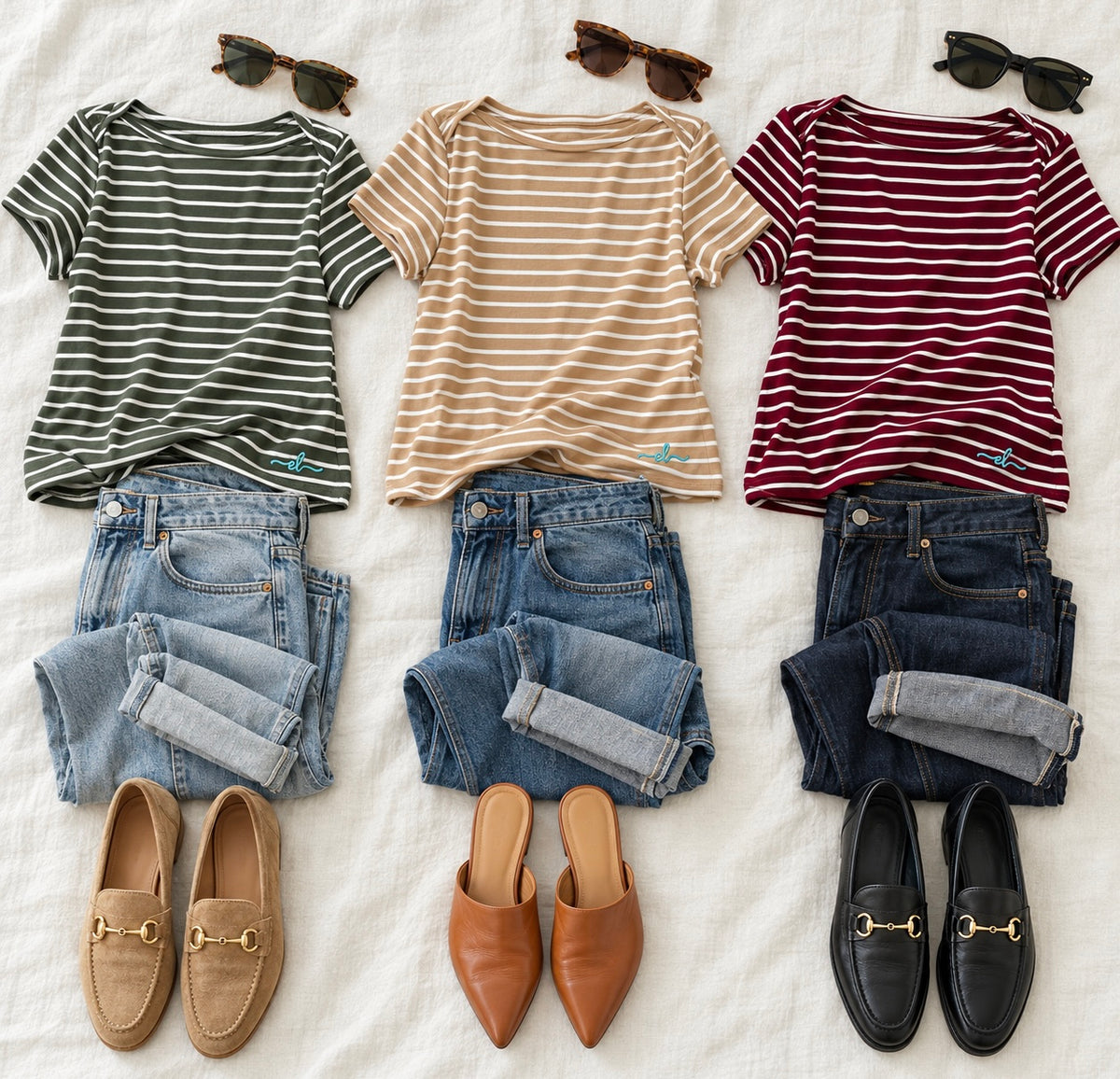 The Classic Charm Short Sleeve Boat Neck Top - Autumn Arrivals