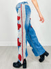 Washed Heart and Leopard Mix Straight Jeans