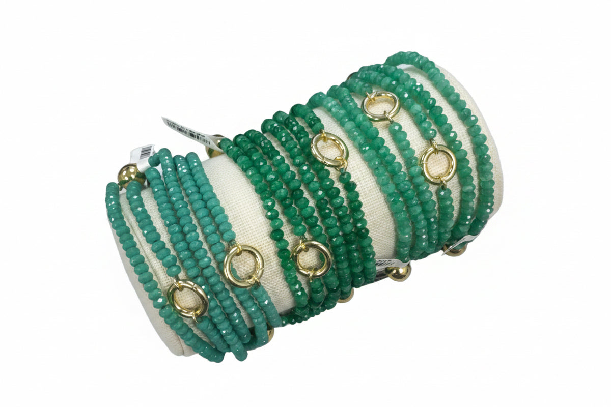 Natural Beaded Stone Necklace 14" & 18"-Greens