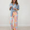 Comfort Stretch Gingham Wide Leg Jean-Pastel Multi