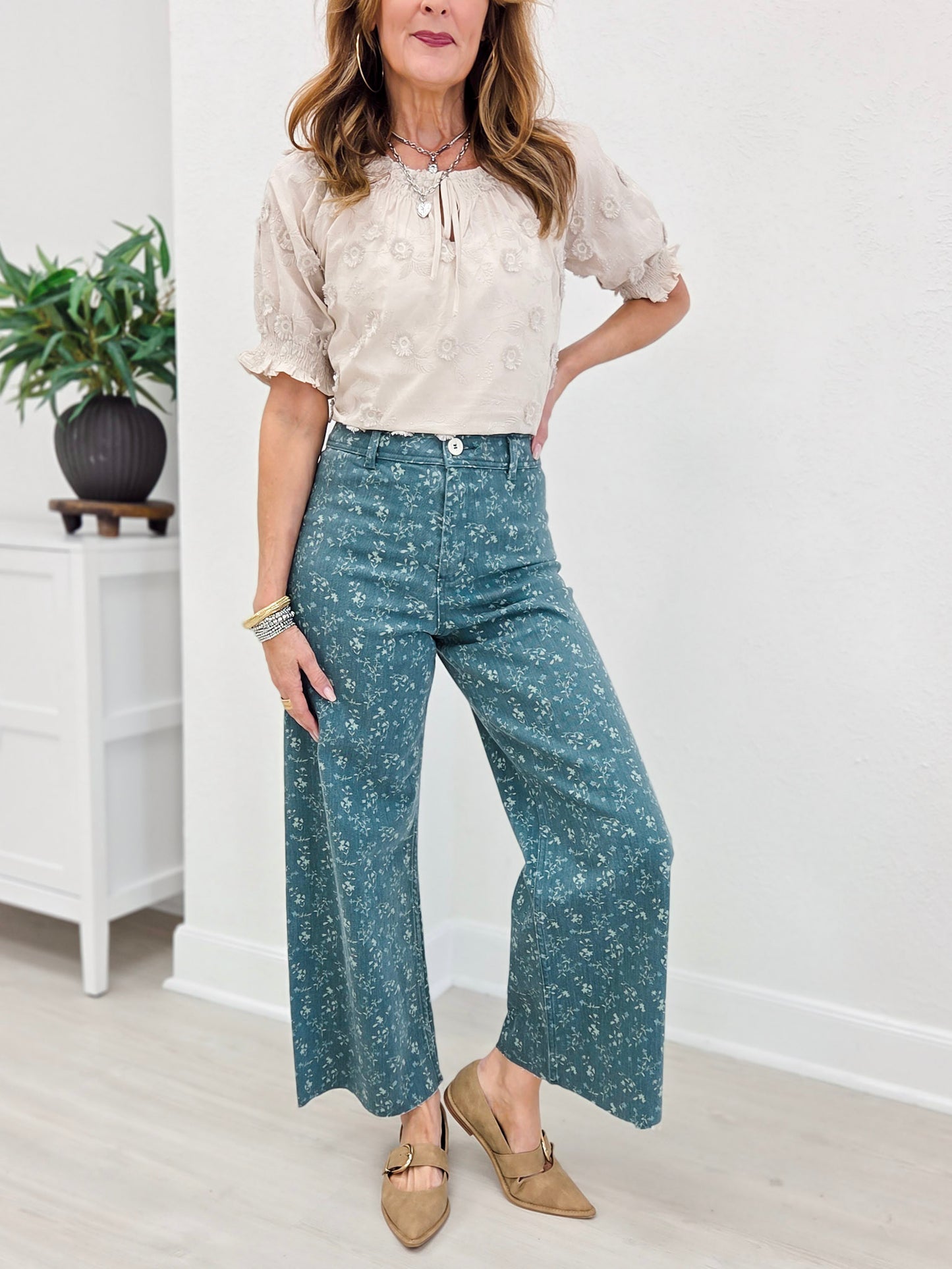 Floral Print Stretch Pants
