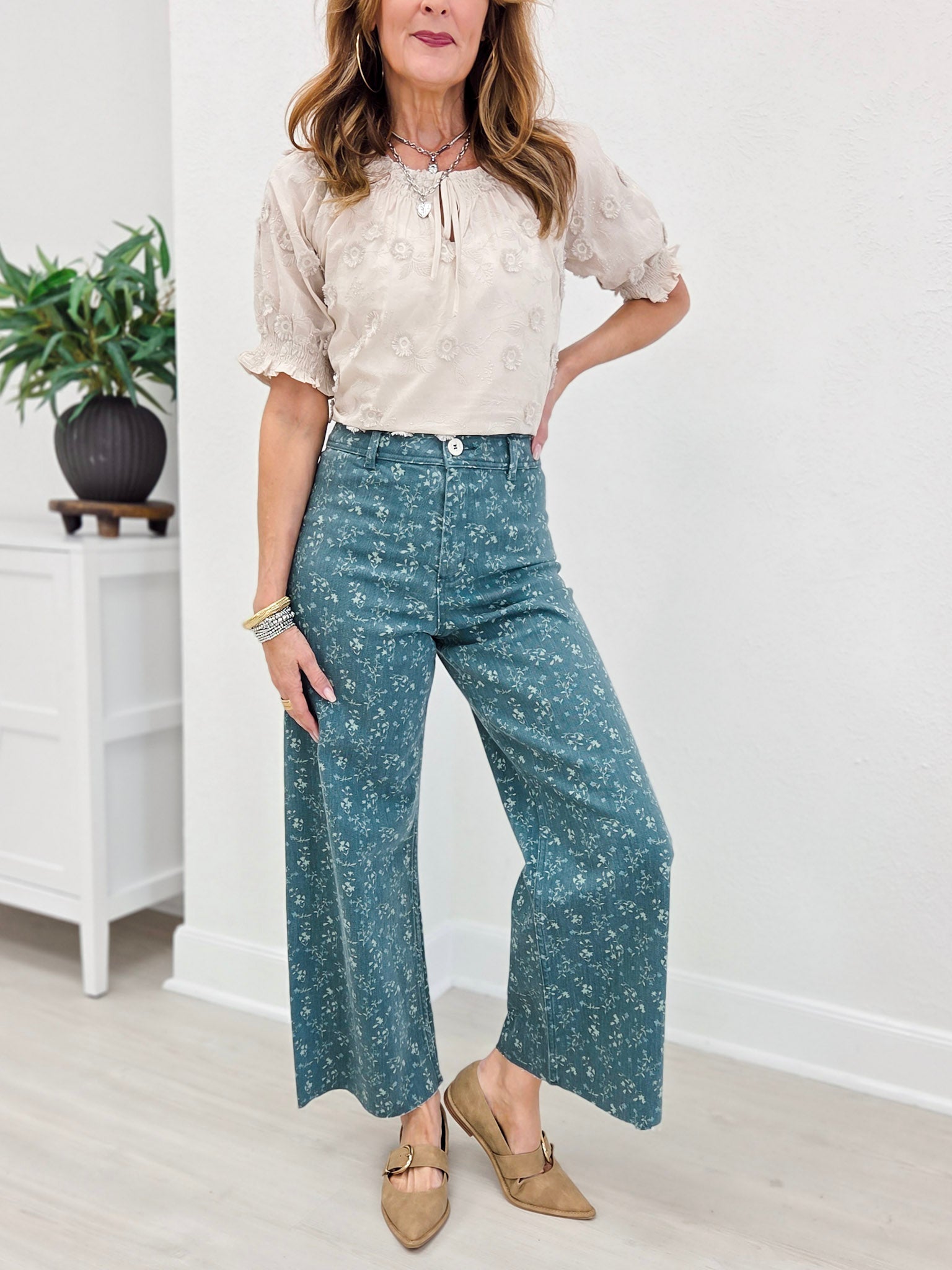 Floral Print Stretch Pants
