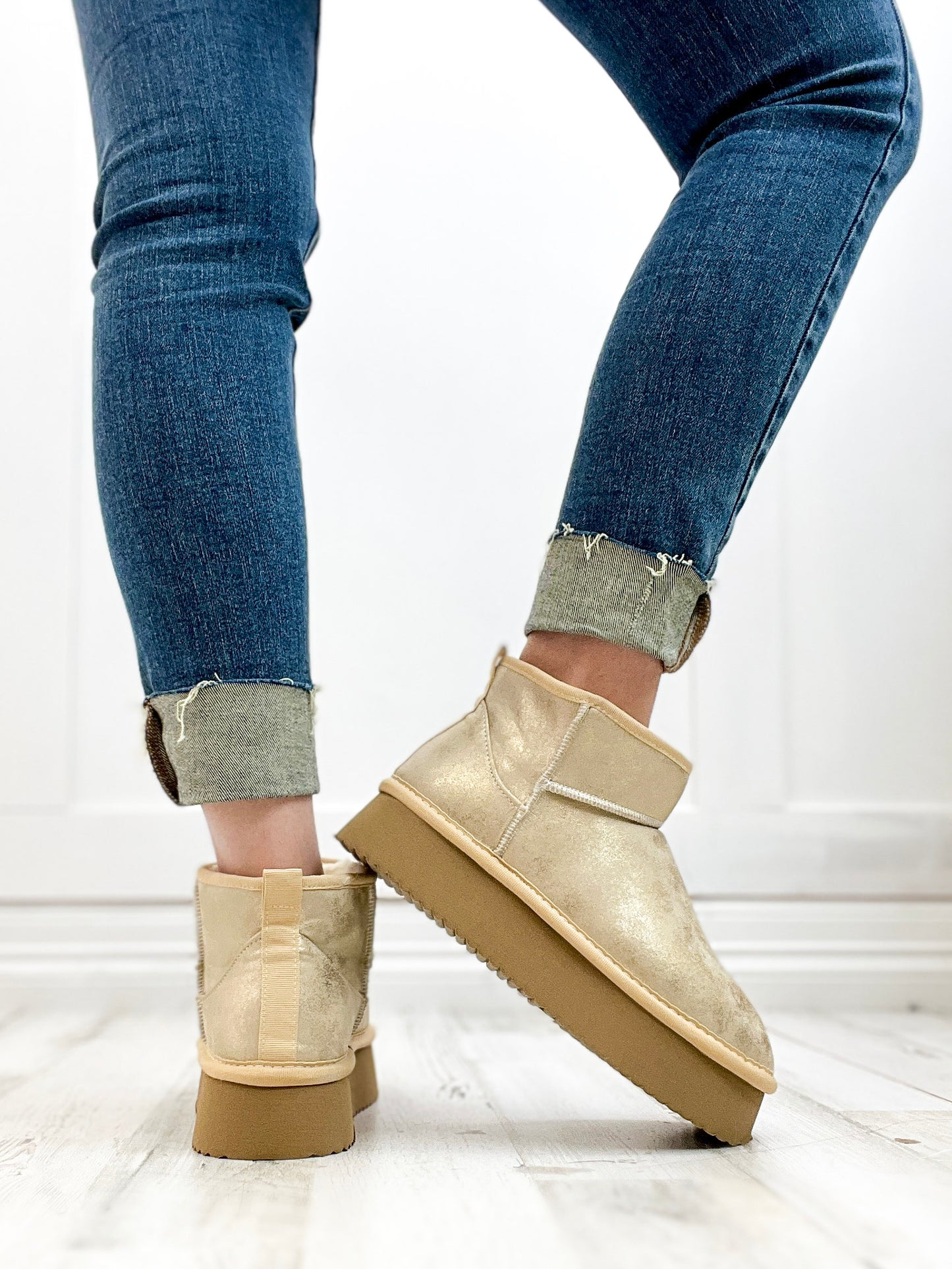 Corkys Room Service Booties in Washed Gold Metallic