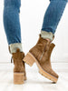 Corkys Up To No Good Booties In Saddle Faux Suede