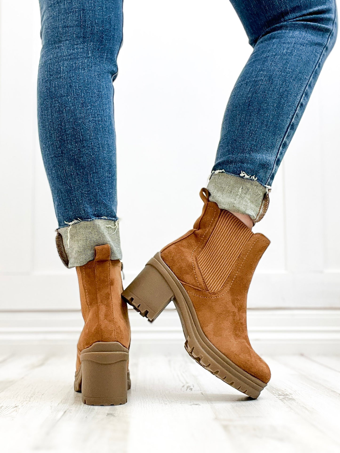 Corkys Trust Issues Booties in Tobacco Faux Suede