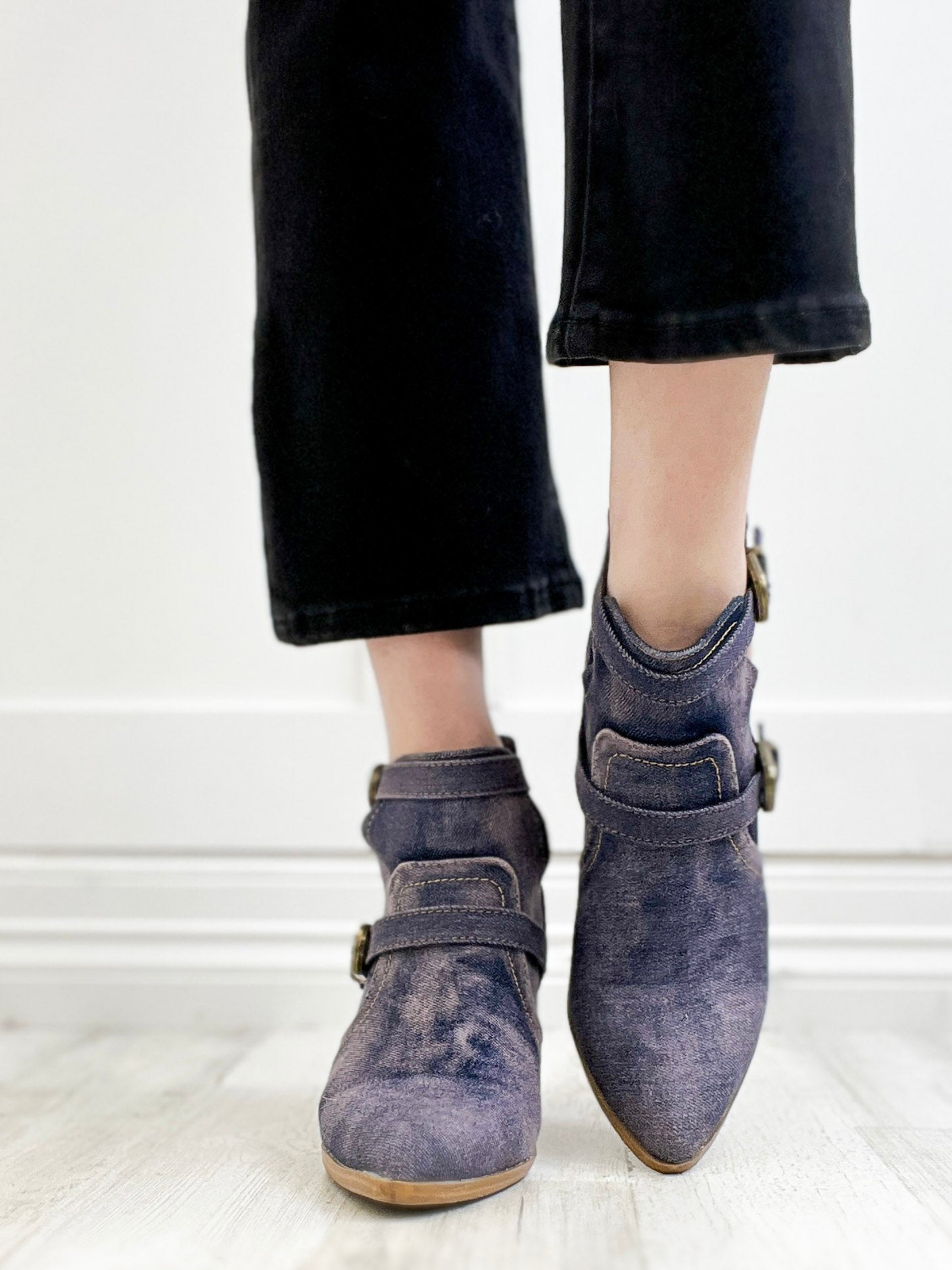 Corkys Girls Night Booties In Washed Blue Denim