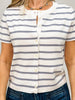 Striped Short Sleeve Button Front Cardigan