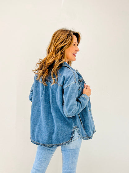 Tencel Shacket with Pockets and Round Hemline