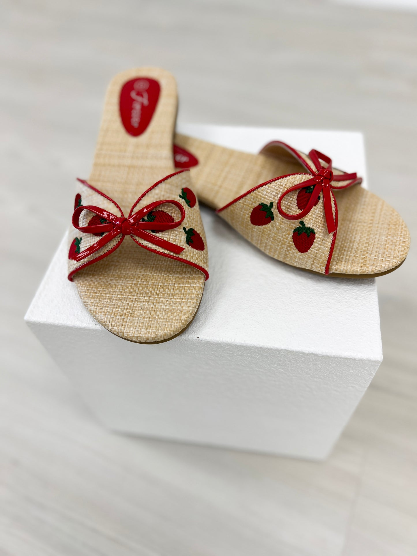 Strawberry Print Slide Sandals