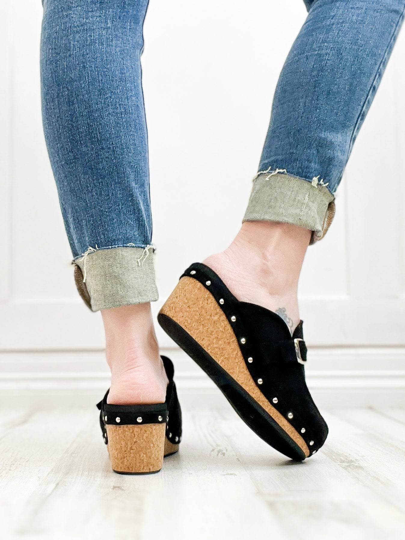 Corkys Just Precious Slip-On Wedge In Black Faux Suede