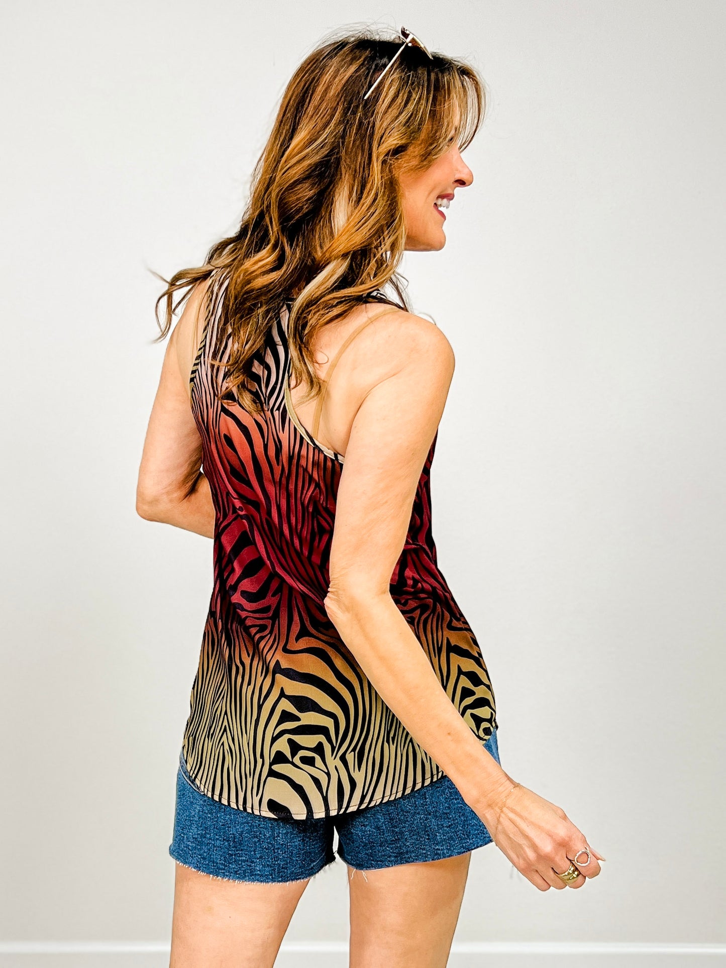 Zebra Ombre Print Sleeveless Woven Top