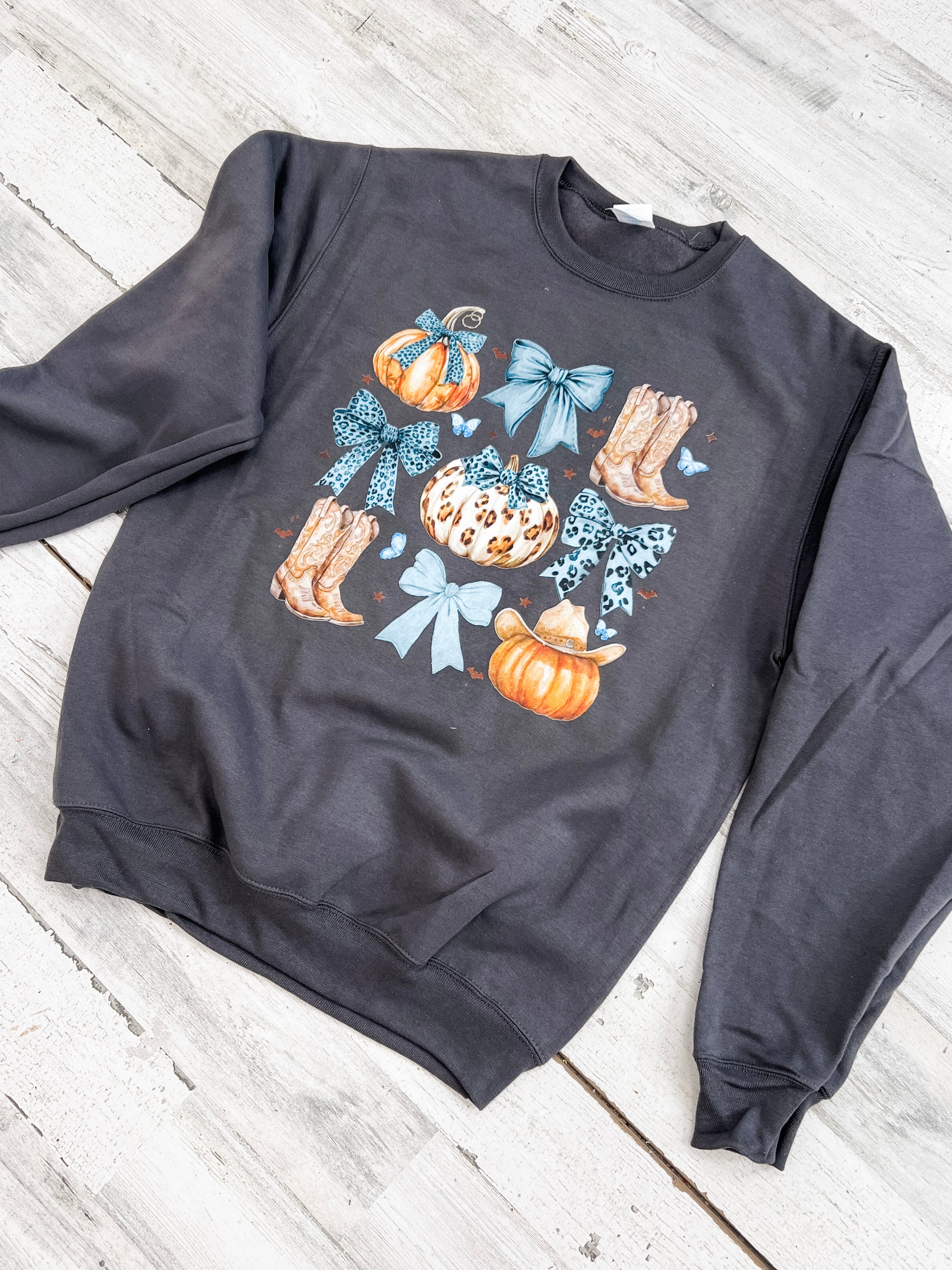 Pumpkins and Boots Fall Sweatshirt!