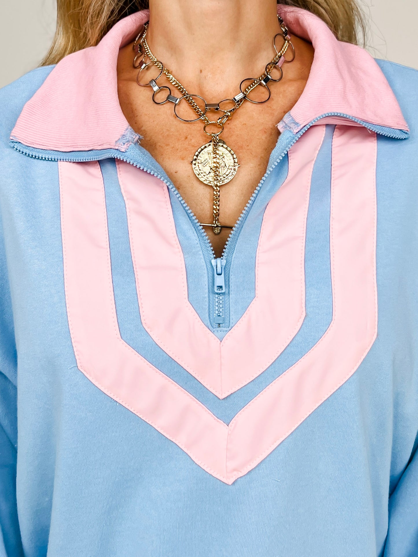 Double Line Band French Terry Sweat Shirt