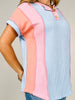 Color Block Twist Ribbed Button Front Top