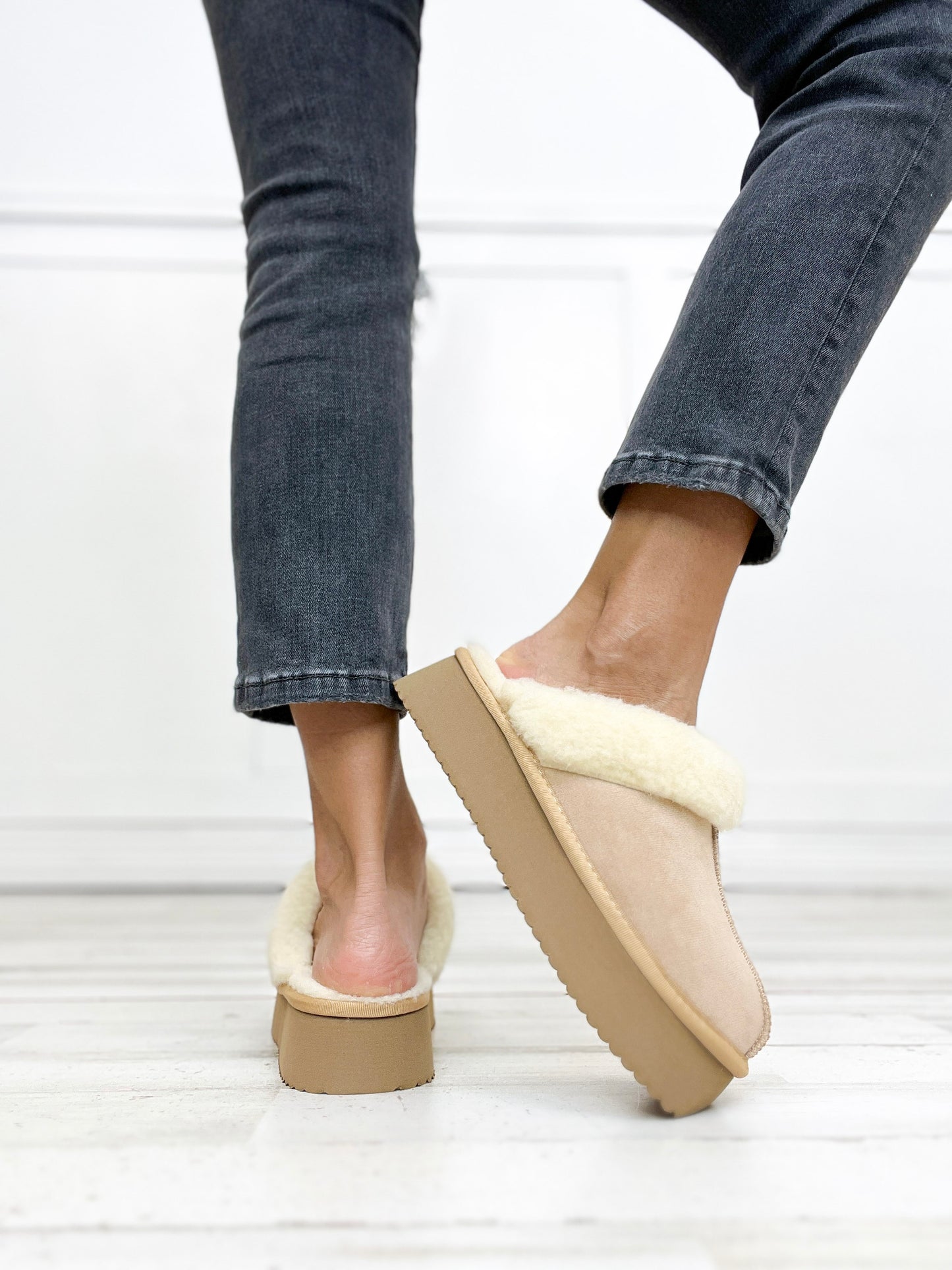 Corkys Cuddle Up Slipper Shoes in Camel Faux Suede