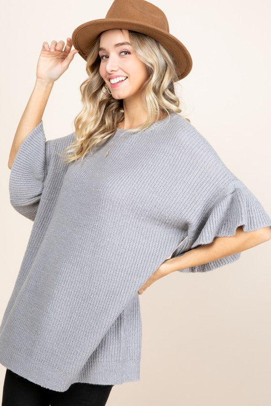 Ruffle Sleeve Sweater Tunic