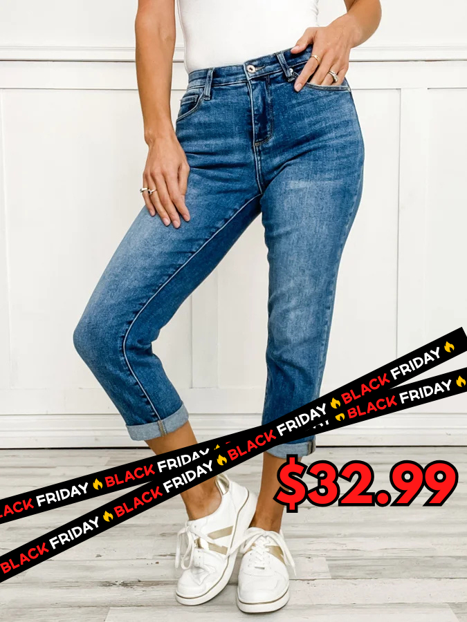 SPECIAL A Mid Rise Tummy Control Slim Boyfriend Jeans