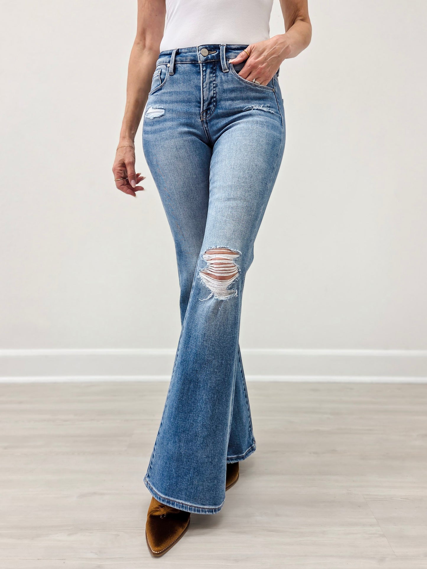 Risen RIDGE Tummy Control Mid-Rise Flare Jeans