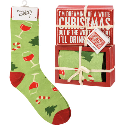 Christmas Box Sign And Sock Set