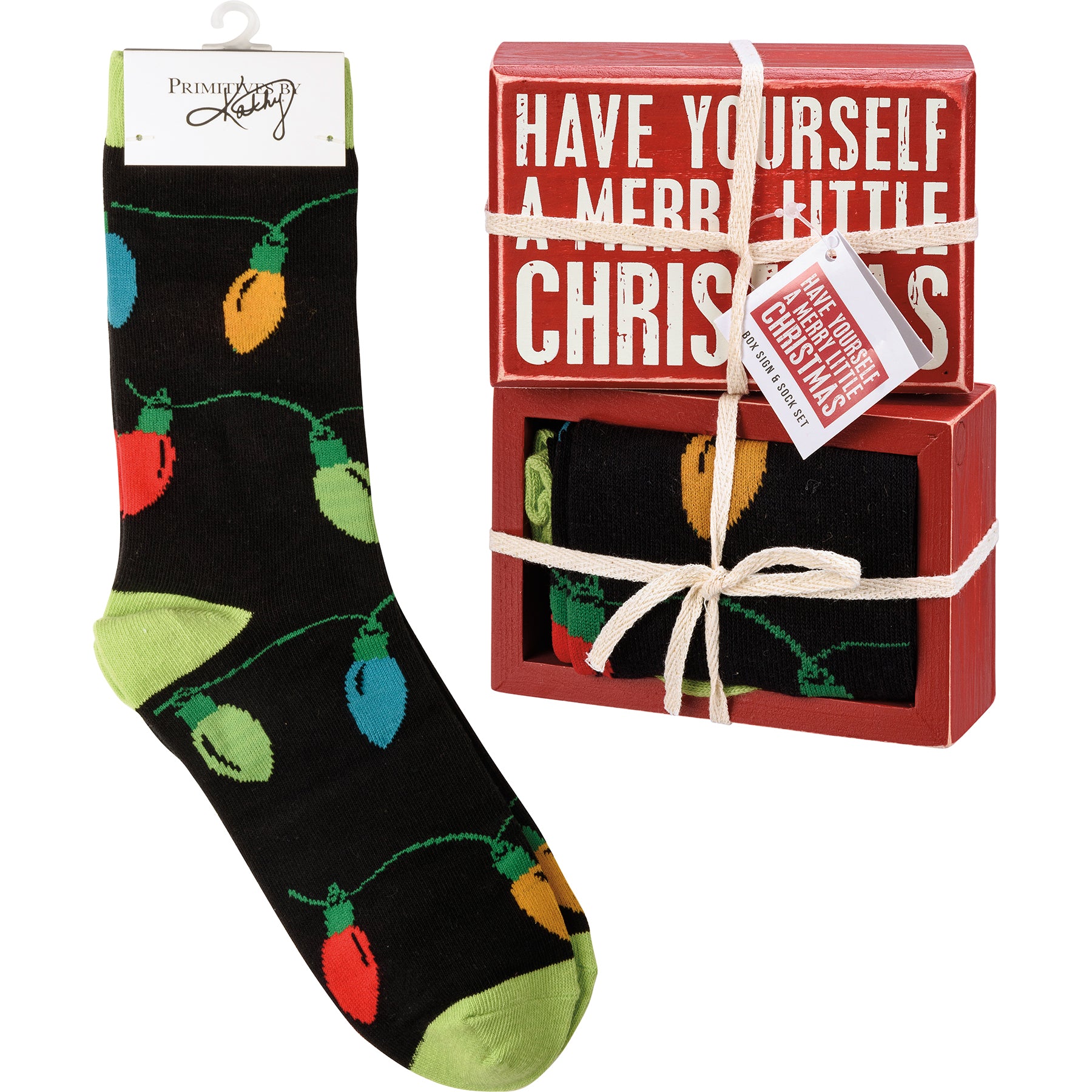 Christmas Box Sign And Sock Set