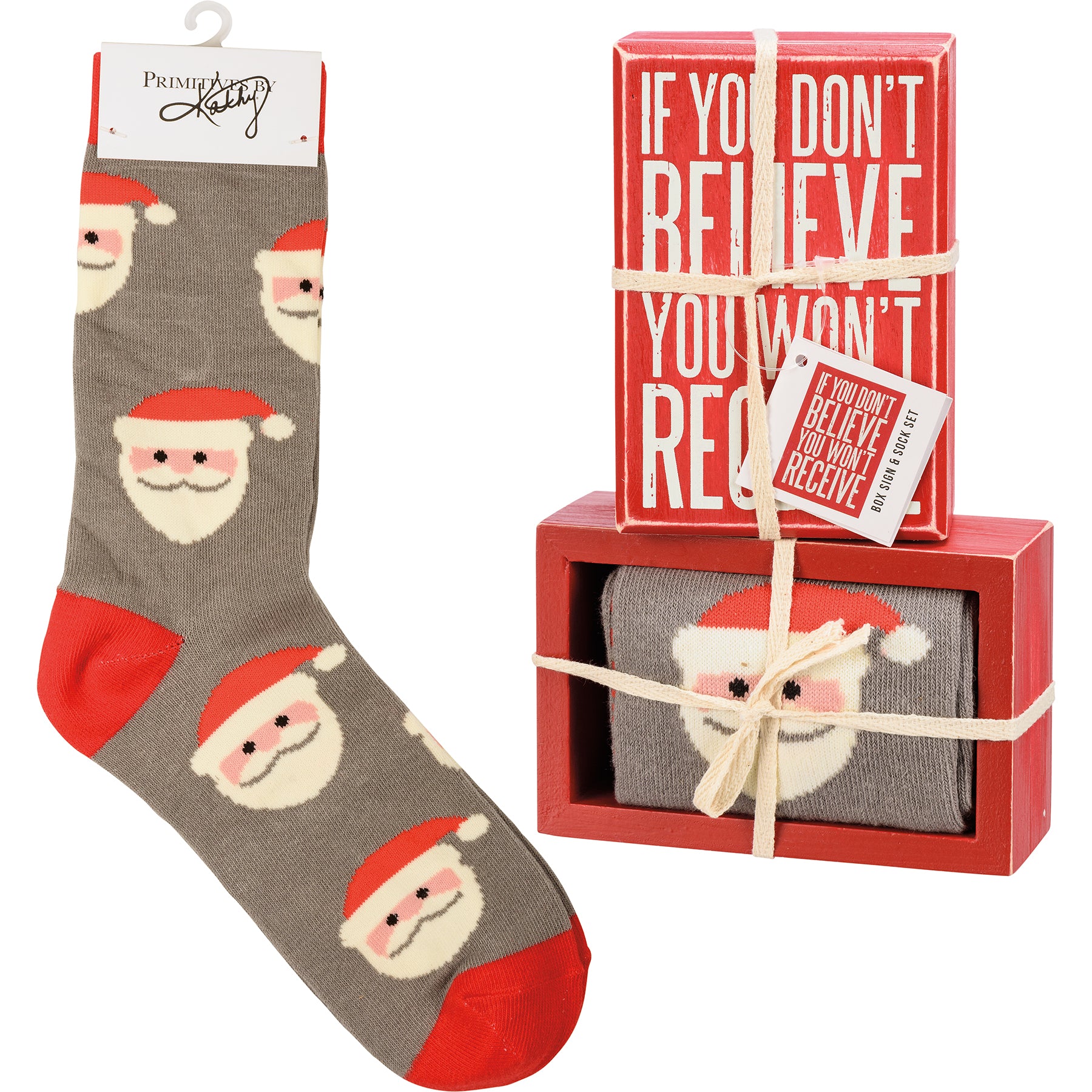 Christmas Box Sign And Sock Set