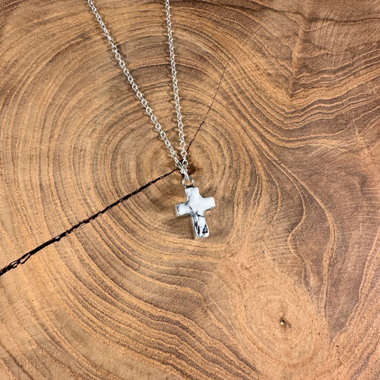 Howlite Dainty Cross Necklace