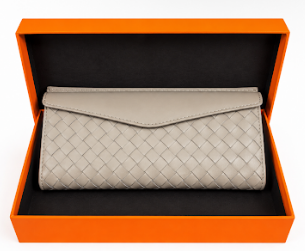 Thin Woven Handmade Leather Wallet- Grey