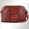 Genuine Leather Basket Weave Crossbody