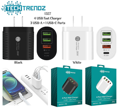 36W Hi Speed 4 USB Wall Adapter