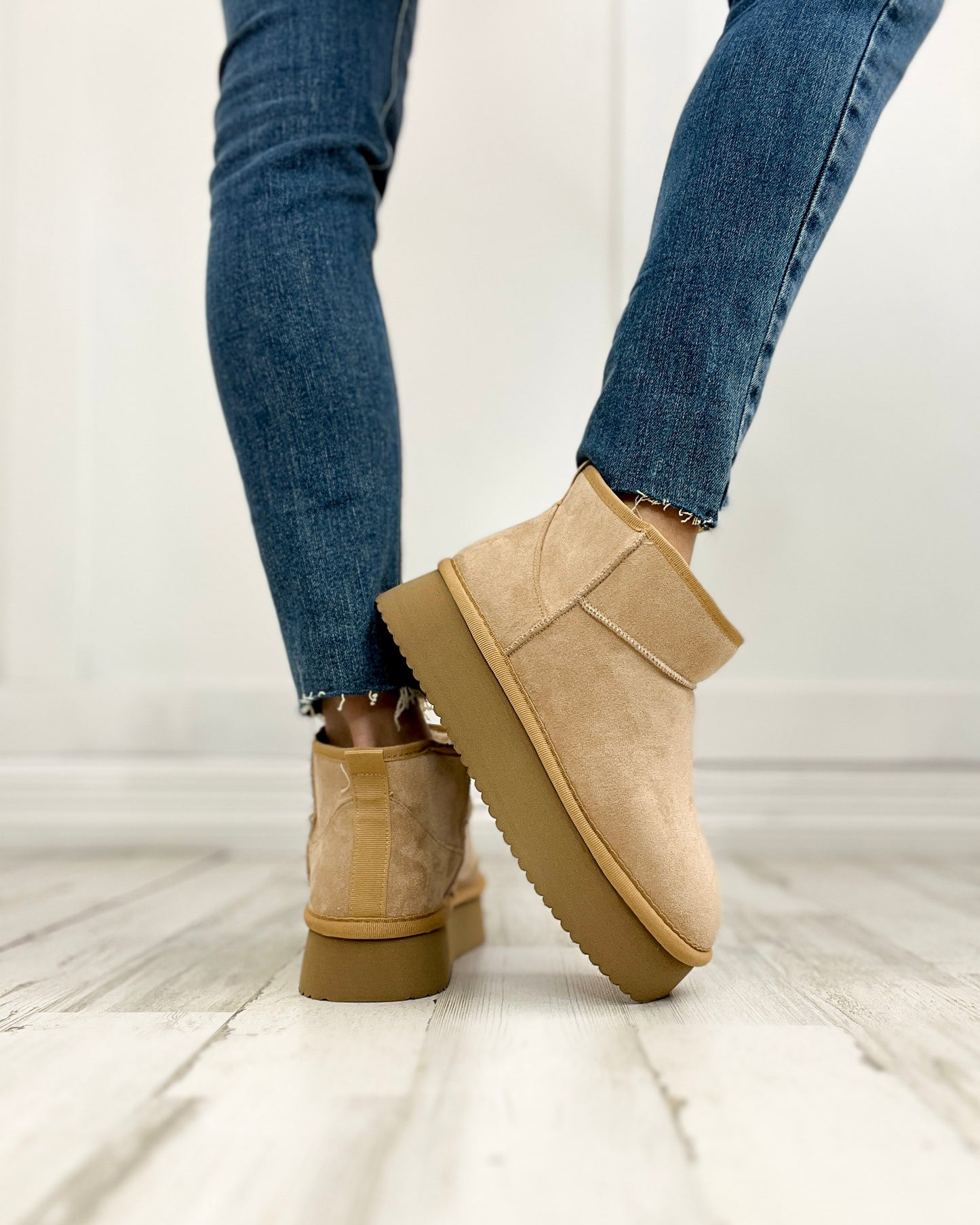 Corkys Room Service Booties in Camel Faux Suede