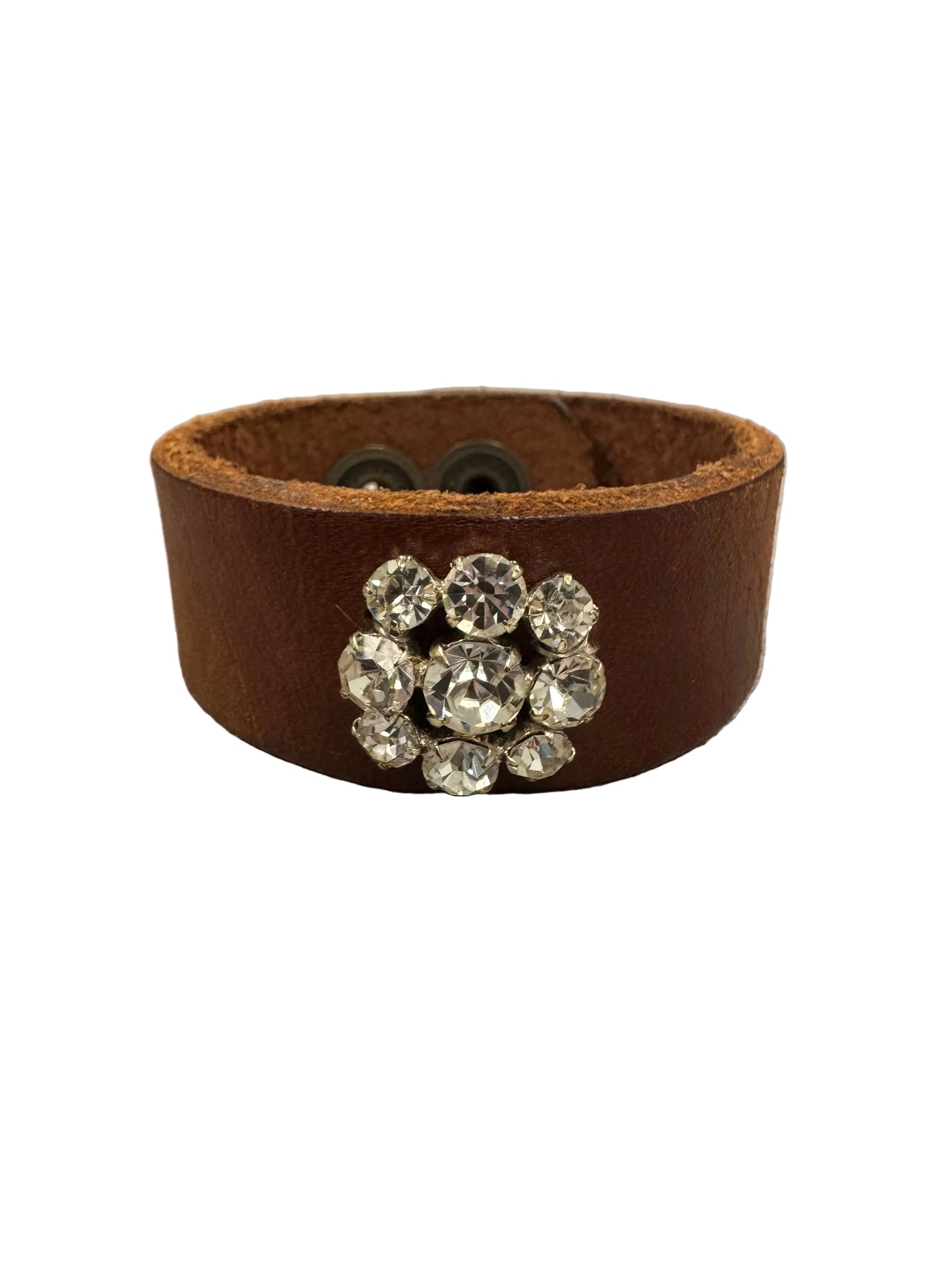 Vintage Button Leather Cuff Bracelet