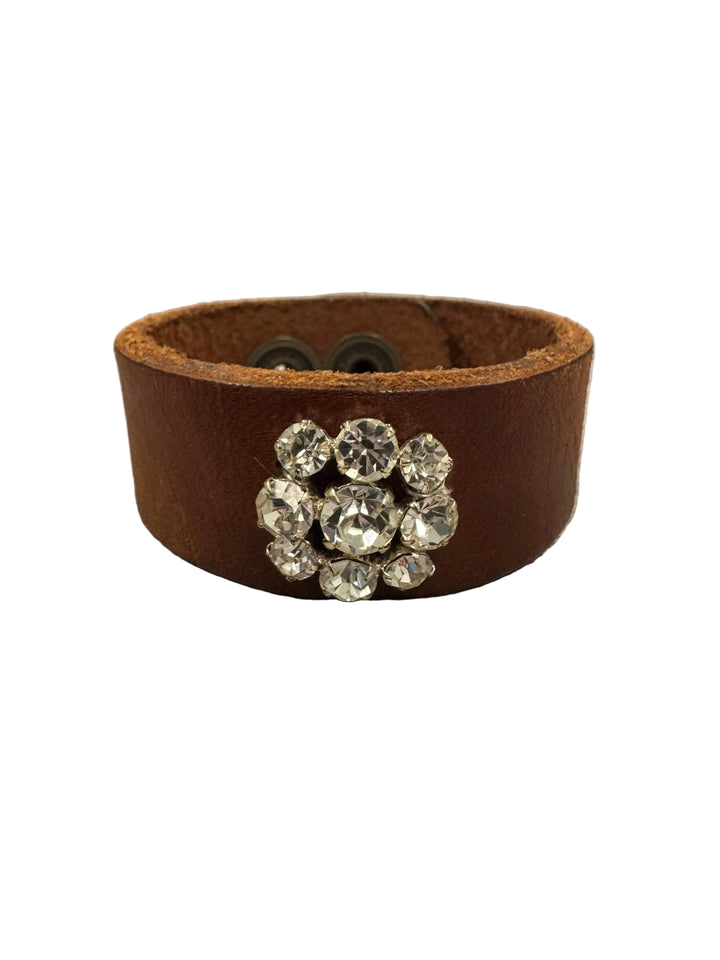 Vintage Button Leather Cuff Bracelet