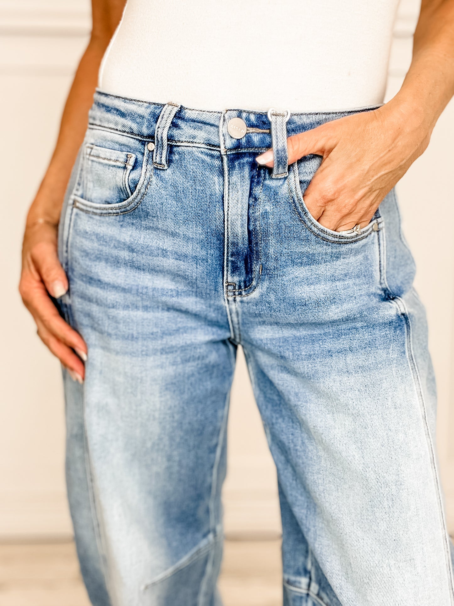 Risen High Rise Boyfriend Barrel Jeans