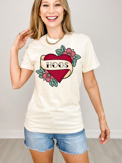 Tattoo Heart Custom Mascot Game Day Graphic Tee