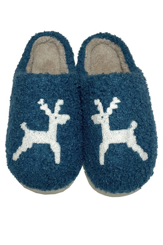 Festive Reindeer Cozie Slippers